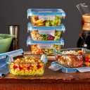 Snapware Glass Total Solutions (5-Pack, 4 Cup) Food Storage Containers Set, Airtight & Leakproof Plastic Locking BPA-Free Lids, Freezer Dishwasher Microwave Safe