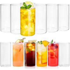 Water Glasses Set of 12, Thin Highball Glasses, 17 Oz Tall Drinking Glasses, Lightweight Crystal Collins Glasses for Water, Juice, Cocktails, Mojito, Whiskey