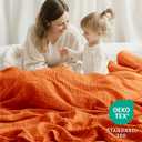100% Cotton Muslin Blanket King 108" x 90", 6 Layers Breathable and Lightweight Cotton Throw Blankets for Bed, Soft Cooling Summer Gauze Blanket for Adults All Season, Orange