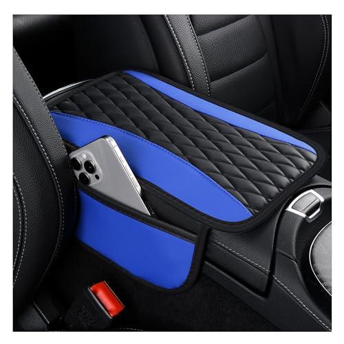 IHOTDER Patchwork Leather Center Console Covers for Cars,Upgraded Arm Rest Cover for Car with Side Storage Pocket for Car Seat Organizer,Middle Console Cover Stylish Car Decoration (Blue)