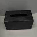 MyGift Modern Black Wood Grain Tissue Box Cover with Easy Refill Slide Out Bottom, Refillable Bathroom Facial Napkin Tissue Box Holder