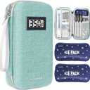 suzamed Insulin Cooler Travel Case,EVA Insulation Travel Medicine Kit with Temperature Display for Diabetes Care,Insulin Pen and Other Diabetic Supplies (Green-Temp)