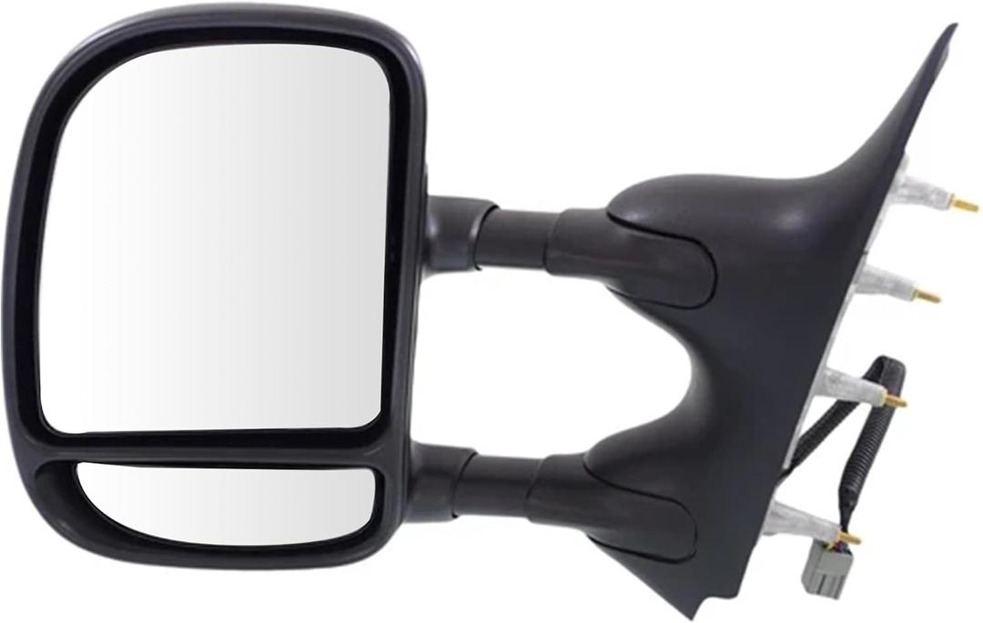 PartsFlow Towing Power Mirror Dual Arm Telescoping Left For 2009-2016 Ford E-350 Super Duty/E-450 Super Duty/E-150/E-250/Econoline Van FO1320329