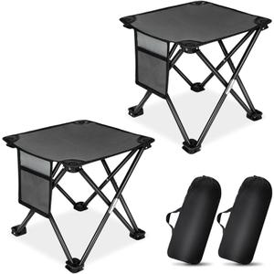 KABOER 2 Pack Folding Camping Stool Portable Outdoor Camping Chair for Fishing BBQ Hiking Gardening and Beach,Travel with Carry Bag(Grey)