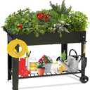 aboxoo Large Planter Raised Beds with Legs Outdoor Metal Planter Box on Wheels Elevated Garden Bed for Vegetables Flower Herb Patio (40" L x 11" W x 31.5" H)