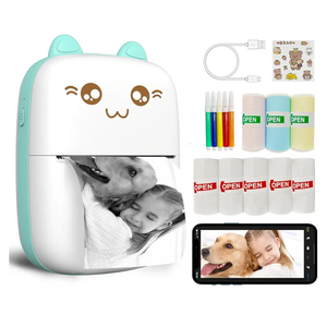 Mini Printer Portable, Inkless Sticker printer with 8 Rolls Paper, Bluetooth Wireless mini thermal printer Compatible with iOS + Android for Journal, Memo, Photo, Print Pod Gifts for Girls Kids