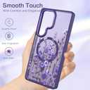 DOMAVER for Samsung Galaxy S25 Ultra Case, Magnetic Phone Case for Samsung S25 Ultra [Compatible with MagSafe] Slim Fit Flowers Floral Design Shockproof Protective Bumper Women Girls Cover- Purple