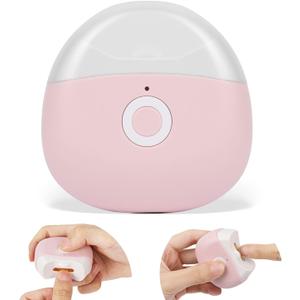 Automatic Electric Nail Clipper with LED Light & 2 Speeds with Nail Scraps Storage, USB Rechargeable Safety Fingernail Trimmer for Baby, Children, Kids, Adult, Seniors and Caregivers, Pink