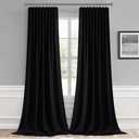 MIULEE 2 Panels Back Tab Blackout Curtains 96 Inch Long for Living Room Bedroom, Halloween Black Rod Pocket/Pinch Pleated Thermal Insulated Room Darkening Light Blocking Floor to Ceiling Curtain/Drape