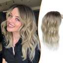 MARJORIE Hair Topper,16inch Wavy Ombre Dark Root Blonde With Highlights Toppers for Women with Thinning Hair Pieces For Women Synthetic with Bangs Wiglets Natural,Perfect for Daily Use & Styling