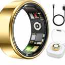 Smart Ring Health & Fitness Tracker for Men & Women, Heart Rate, SPO₂, Sleep & Activity Monitoring, IP68 Waterproof, Long Battery Life, Family Care Mode, No Subscription Fee (Gold, 9)