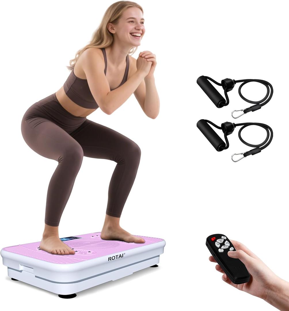 Shake Plate Vibration Exercise Machine for Lymphatic Drainage Massager & Weight Loss, 400 lbs Capacity Whole Body Vibrating Plate Workout for Women and Men (Light Pink)