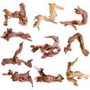 majoywoo Natural Small Driftwood for Aquarium Decor Reptile Decor, Assorted Driftwood Branch 2-4.5" 10 Pcs, Fish Tank Decorations