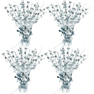 ALISSAR 4-Pack Glitter Silver Star Centerpieces-Table Decorations for Home Decor Birthday Wedding Anniversary Decor (Silver)