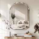Bathroom Mirror for Wall, 30" x 40" Arched Mirror, Bathroom Vanity Mirrors, Beveled Edge Frameless Wall Mount Vanity Mirror, Wall Mirror Decorative, Irregular Beveled Edge Mirror (Nature)