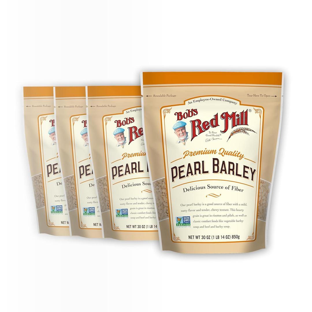 Bob's Red Mill Pearl Barley, 30oz (Pack of 4) - Non GMO, Vegan, Kosher (EXP 05/06/27)