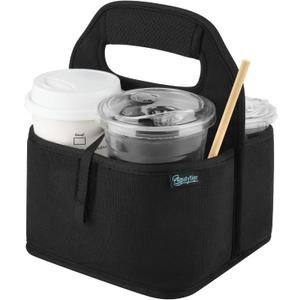 Beautyflier Reusable Insulated Coffee Cup Carrier, Portable Drink Holder with Handle Organizer Tote Bag for Hot & Cold Drinks