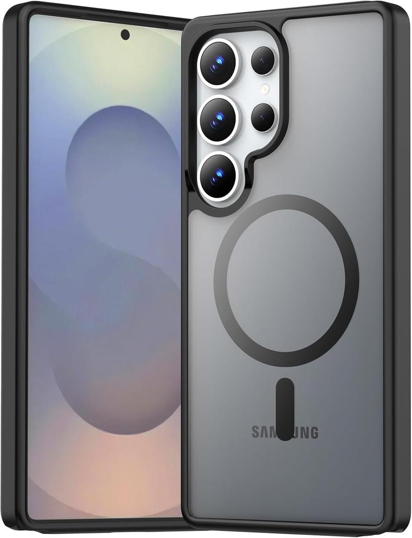 Temdan for Samsung Galaxy S25 Ultra Case [Compatible with MagSafe] [Military-Grade Drop Protection] [Anti-Fingerprint] [Anti-Scratch] Slim Silky-Soft Touch Translucent Matte Sleeve Case, Black