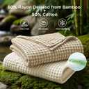 Bedsure Cooling Cotton Waffle King Size Blanket - Lightweight Breathable Summer Blanket of Rayon Derived from Bamboo for Hot Sleepers, Luxury Throws for Bed, Couch and Sofa, Light Brown, 104x90 Inches