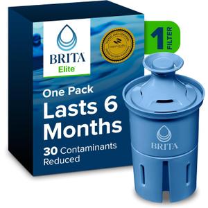 Brita Elite Water Filter Replacement for Pitchers and Dispensers, BPA-Free, Reduces 99% of Lead, Lasts Six Months or 120 Gallons, Includes 1 Pitcher Replacement Filter