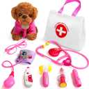 Fajiabao Doctor Kit for Toddlers 3-5 Girl Toys Birthday Gift for 2 3 4 Year Old Girls Kids Doctors Play Set with Plush Dog, Toy Stethoscope & Medical Bag for Veterinarian Pretend Play (Pink)