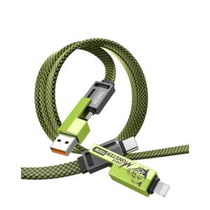 XCOOL USB C Cable, 4-in-1 USB-C Cable (3ft), 100W C to C Cable Fast Charging with Hook-and-Loop Fastener and Cable Management, Universal Charging Cable for iPad, MacBook, iPhone, Samsung, Green