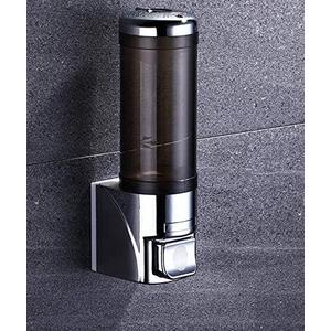 YISMAN Adhesive Soap Dispenser 300ML Drill Free with Adhesive or Wall Mount with Screws,Manual Dispenser Shampoo Shower for Kitchen Bathrooms,Chrome (1-Chamber)