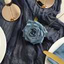 2 PCS 13Ft Table Runner for Wedding, Cotton Cheesecloth Table Runner Linen Table Runners Gauze Table Runners Bridal Party Decor Wedding Table Decor (Blue)