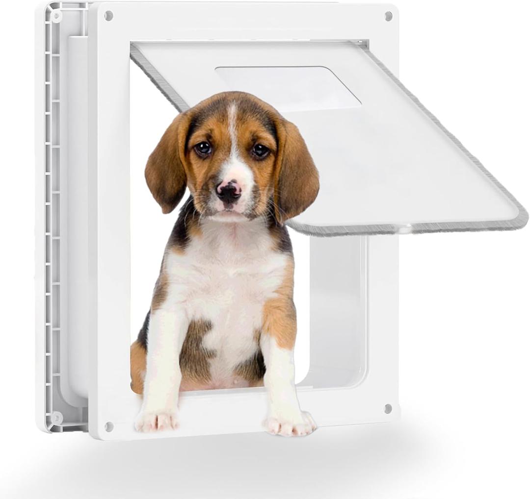 Grestorm Medium Dog Door, Magnetic Door for Pets up to 44 lb, 13.5'' x 11'' Doggie Door, Suitable for Interior & Exterior Doors (White)