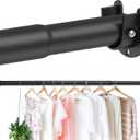 Closet Rods for Hanging Clothes, 1.3 Inch Diameter Heavy Duty Closet Rod 17-87 Inches Adjustable Clothes Hanging Rod Matte Black Closet Poles for Wardrobes, Bathroom, Windows