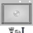 20"x16"x9" Drop in Kitchen Sink 304 Stainless Steel with 2 Holes, Wet Bar Prep Sink Single Bowl, Handmade Kitchen Sink Top Mount with Drain Assembly, Brushed