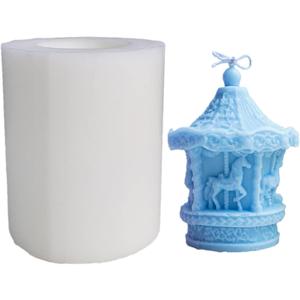 Carousel Shaped Silicone Candle Mold, Silicone Soap Mold Fondant Chocolate Cake Mould Epoxy Resin Casting Mold DIY Wax, Polymer Clay, Plaster