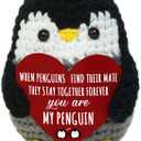 OASSIE Anniversary Couple Gifts for Men Women - Positive Penguin Crochet- Mothers Day Fathers Day Engagement Wedding Anniversary I Love You Birthday Gifts for Wife Husband Him Her Boyfriend Girlfriend