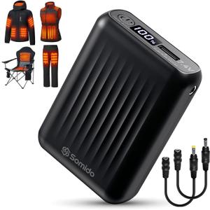 18400mAh Heated Vest Battery Pack 7.4V Fast Charging Rechargeable Heated Jacket Battery Pack with Digital Display Adapter Cable for ORORO Venustas GOTOBI Weamest TODWARM Arris Glaais Topdot