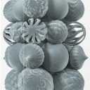 30pcs Velvet Christmas Ball Ornaments, Flocked Shatterproof Christmas Ornaments Hanging Xmas Tree Decorations Set for Home Party Holiday Decor (Multi-Size, Grey)