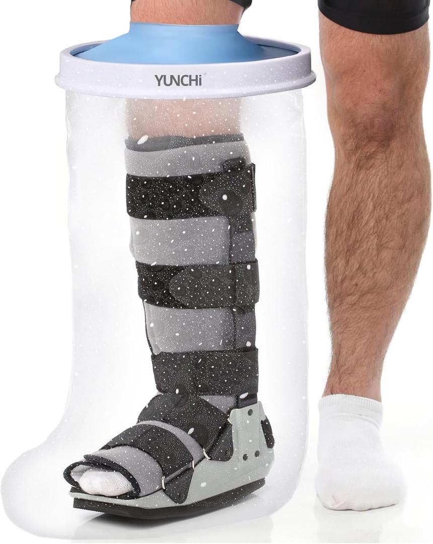 YUNCHI Waterproof Cast Cover for Shower, Extra Wide Leg & Foot Protector for Adults, XL Size, Fits Calf 13 to 28 Inches