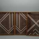 CHDITB Boho Geometric Wood Wall Art(Set of 3, 16"x24"), Large Modern Wooden Panel Hollow Line Art Decor, Rustic Abstract Minimalist Wall Hanging Artwork for Bedroom Living Room Office (Geometric Lines (Brown))