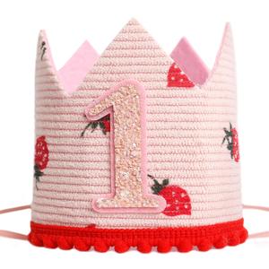 KOJIN 1 St Birthday Crown Hat For Boy - Blue First Birthday Hat,Natural Boho One Year Of Decorations