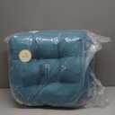 Sweet Home Collection Patio Cushions Outdoor Chair Pads Premium Comfortable Thick Fiber Fill Tufted 19" x 19" Seat Cover, 2 Count (Pack of 1), Teal