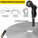 Garden Hose 100 ft, Heavy Duty Stainless Steel Metal Water Hose with 8 Function Nozzle, No Kink, Leak-proof and Lightweight, Easy to Use and Sturdy, Puncture-Proof Outdoor Yard Hose