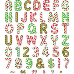 Faccito 176 Pcs Candy Cane Letters Christmas Bulletin Board Letters 4.3 Inch Cardboard Alphabet Number Symbol Cutouts for Home Classroom Christmas Holiday Birthday Party(Candy,Colorful)