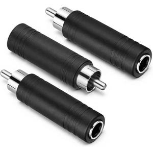 3 Pack 6.35mm to RCA Adapter RCA Male Plug to 6.35mm 1/4 Inch Mono Female Audio Mic Plug Adapter Black Audio Mic Plugs Adapters RCAs to1/4 Inch Adapters Jack Converterr for Amplifiers Speaker