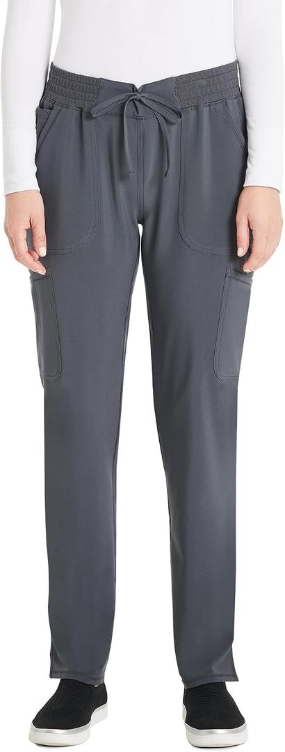 Scrubstar Women Straight Leg Scrub Pants Soft Stretch Drawstring Medical Uniform Bottom with Cargo Pockets Women Scrub Pant (Gray, L)