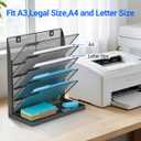 Legal/Letter Size 6 Tier Wall File Organizer,2-in-1 Wall Mounted&Desktop File Holder,2 Installation Methods Screws & Adhesive,Mesh Document Organizer with Label Plate for Home Office