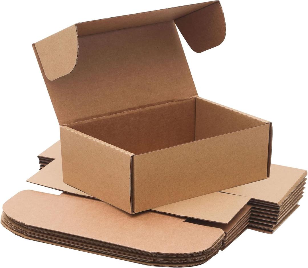 9x6x2'' Small Shipping Boxes for Packaging, YOUNGKEE 10 Pack Small Cardboard Boxes for Crafts, Recyclable Corrugated Boxes for online Business, Mailer, Gift Packing, Jewelry Box Shipping, Brown