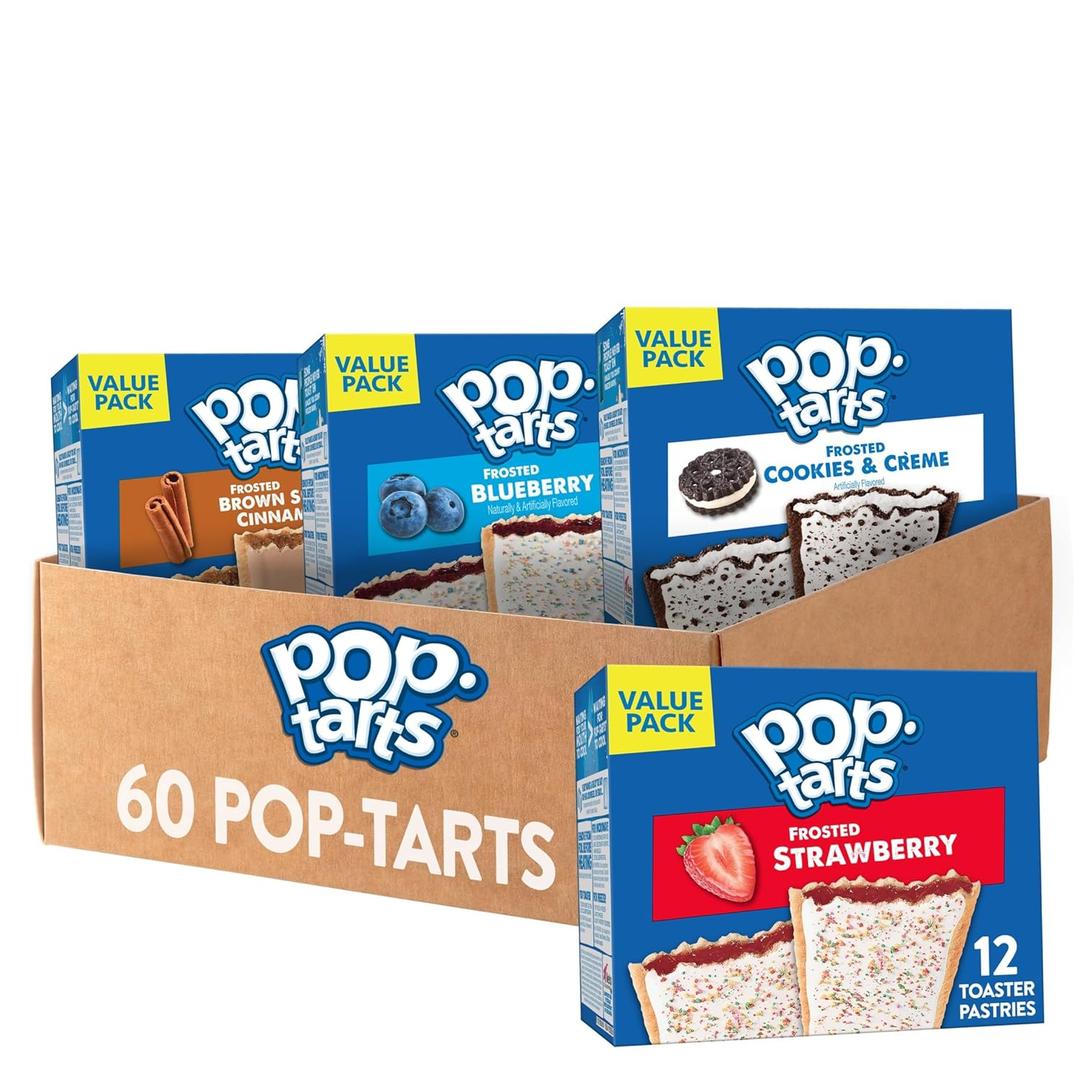 Pop-Tarts Toaster Pastries, Breakfast Foods, Kids Snacks, Variety Pack (60 Pop-Tarts) BB 01/17/27