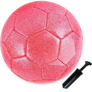 Soccer Ball Shiny Gift Size 3 4 5 Practice Training Come with Pump and Needle (Pink)