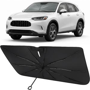 Proadsy Windshield Sun Shade Umbrella for Honda HRV HR-V 2023-2025 2026 Foldable Car Umbrella Sunshade with Soft TPU Handle Spring Structure Crystal Cooling Material Protect Car from Rays & Heat
