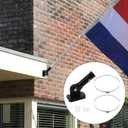 Metal Flag Pole Bracket, No Drill Flag Pole Mount Adjustable Heavy Duty Flag Pole Holder for Square & Round Railing Wall Balcony Fence Porch (Black)