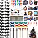 96Pcs Wizard Party Favors Bulk Birthday Decorations Gifts with Wand Pencils Mini Notebook Glasses Stamp Sticker Bracelet Gift Bag for Kids Wizard Magical Goodie Bag Stuffer Classroom Prize Supplies